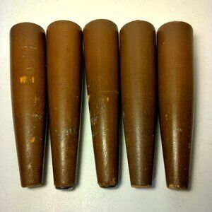 Vintgae MCM Atomic Furniture Legs Wooden Wood 5 Count Round Distressed 7.75"